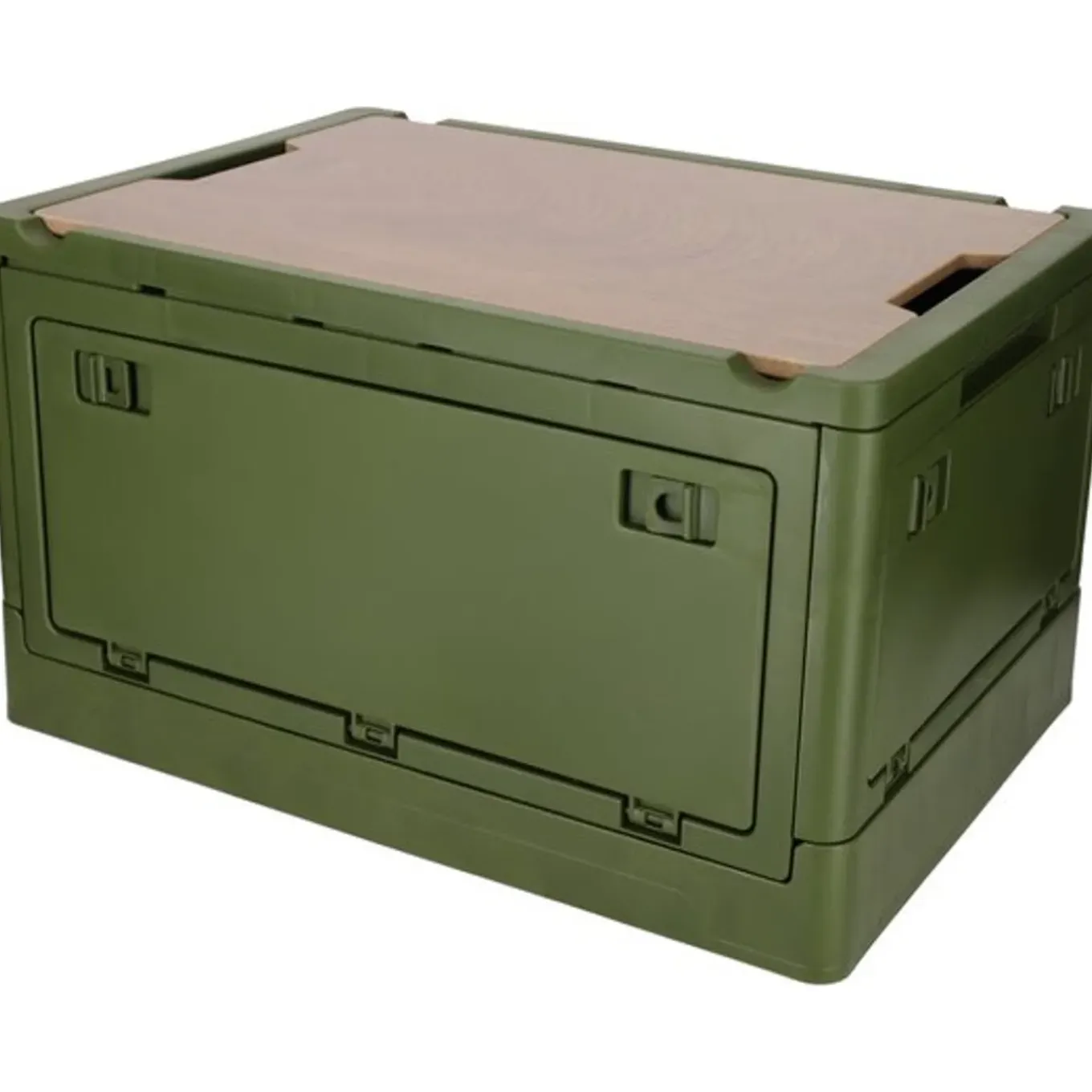 Norländer Opvouwbare Opbergkrat Met Houten Deksel En Koeltas 43,7 X 30,7 X - 25cm - Groen