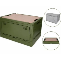 Norländer Opvouwbare Opbergkrat Met Houten Deksel En Koeltas 43,7 X 30,7 X - 25cm - Groen