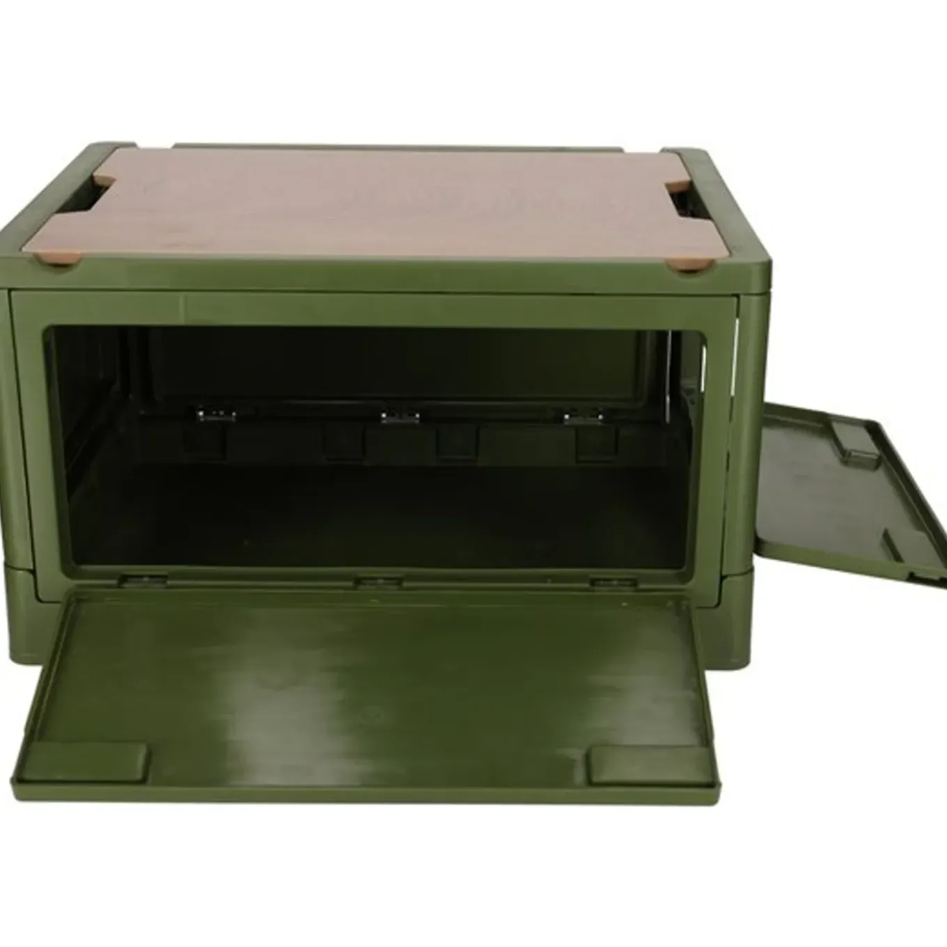 Norländer Opvouwbare Opbergkrat Met Houten Deksel En Koeltas 43,7 X 30,7 X - 25cm - Groen