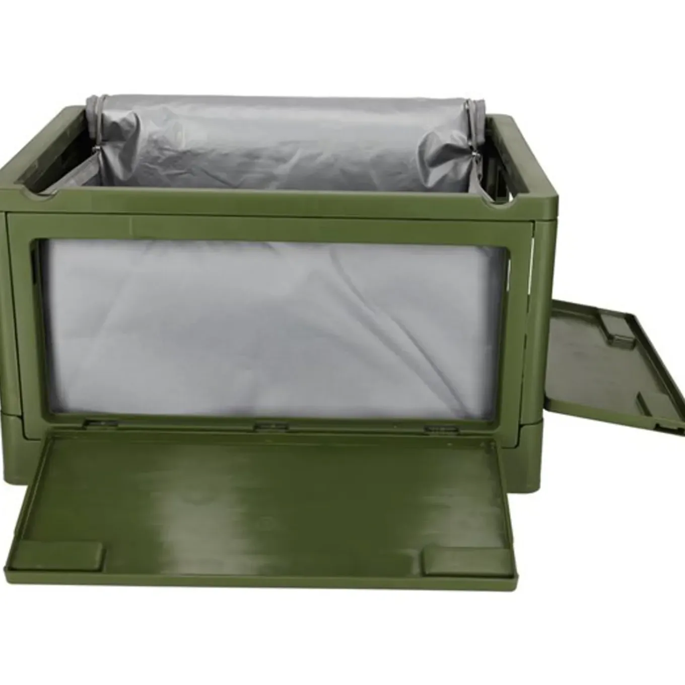 Norländer Opvouwbare Opbergkrat Met Houten Deksel En Koeltas 43,7 X 30,7 X - 25cm - Groen