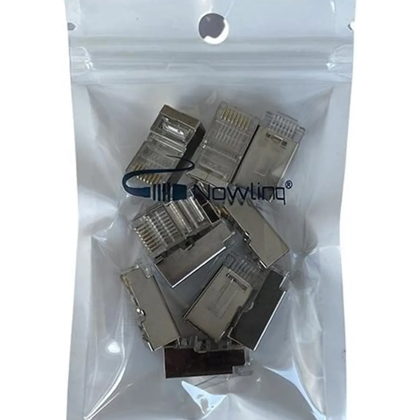 Nowlinq - Cat6 RJ45 Stekkers met doorsteek - 10 stuks - metaal afgeschermd