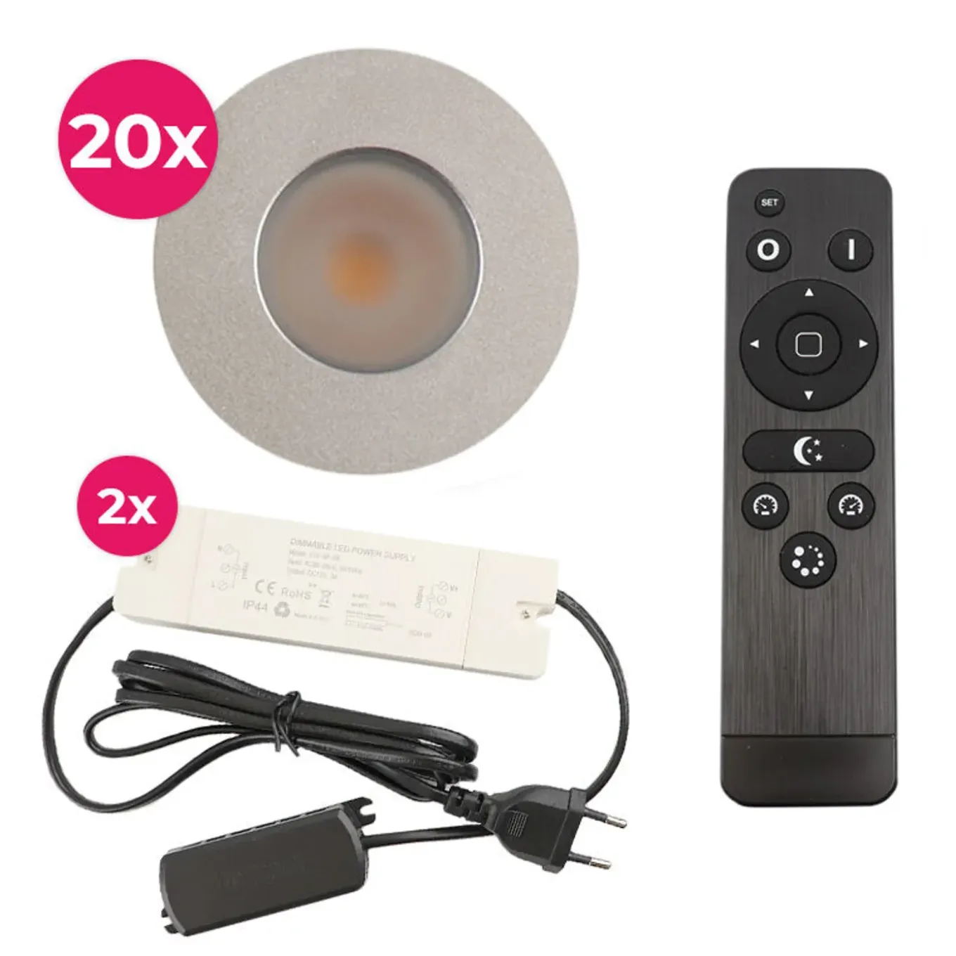 Olucia - Dico - Inbouw Veranda Lamp - Chroom - 20l