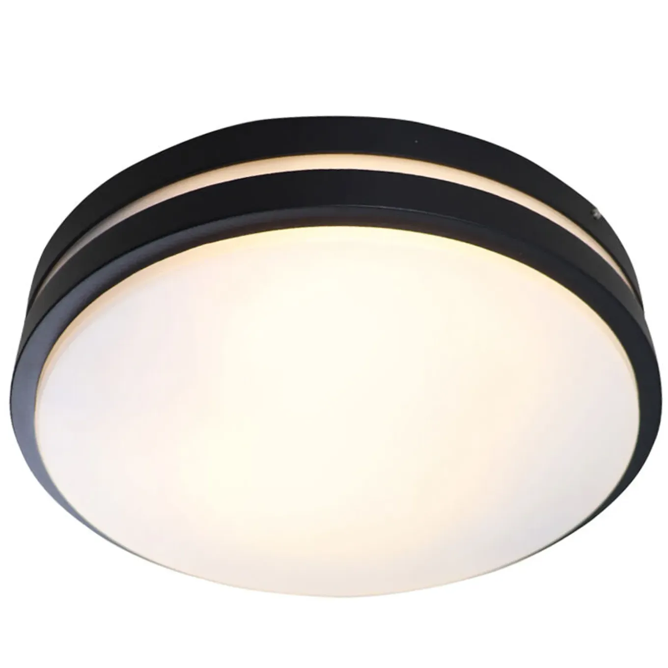 Olucia - James - Buitenplafondlamp - Zwart / Wit