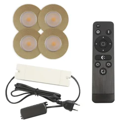 Olucia - 4 Messing Veranda Inbouwspots Dico, Ip65, Incl. Aansluitset En Afstandbediening