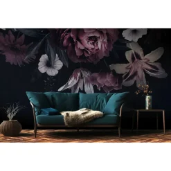 One Wall one Role Fotobehang Bloemmotief Zwart, Rood, Wit En Groen - 371 X 280 Cm - As-382791
