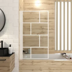Opvouwbare Badwand met Zeefdruk 75x125cm - Wit - BRICKS WHITE