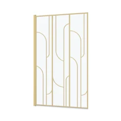Aurlane Opvouwbare Badwand 80x140cm met Zeefdruk in Art Deco Stijl - Afwerking in Geborsteld Goud