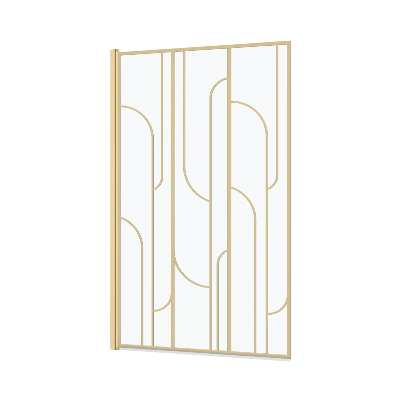 Aurlane Opvouwbare Badwand 80x140cm met Zeefdruk in Art Deco Stijl - Afwerking in Geborsteld Goud