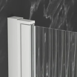 Aurlane Opvouwbare Badwand 80x140cm - Wit Profiel - Gegolfd Gehard Glas 5mm – WAVE WHITE