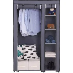 LG Life's green Opvouwbare Stoffen Kledingkast - 110 X 45 X 175 Cm - Grijs