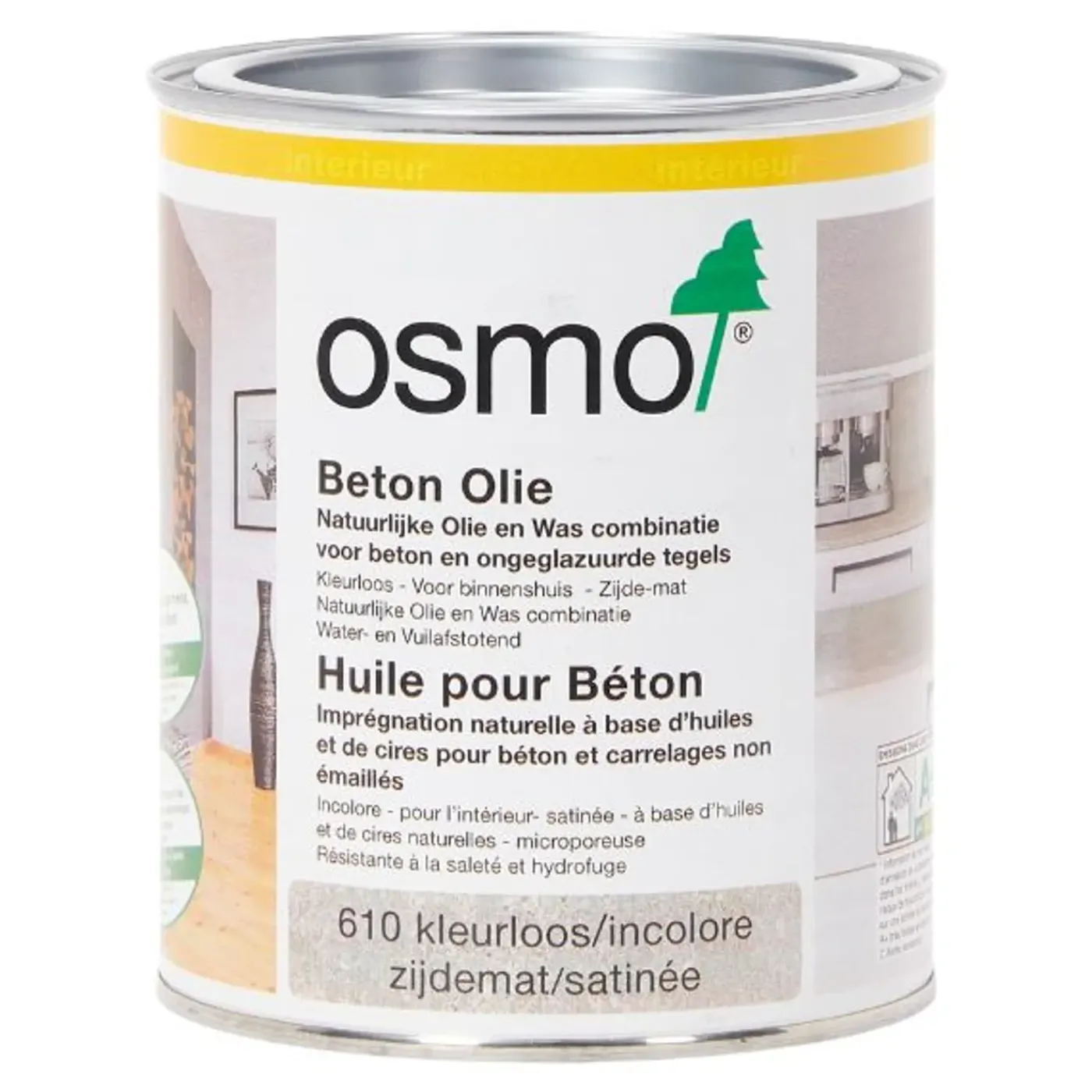 Osmo Impregneermiddel - Beton Olie 610, Kleurloos Zijdemat - 0.75 Liter - Impregneermiddel Steen