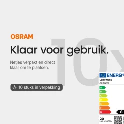 Osram Halogeen Insteeklamp G4 - 20w 300lm 2800k 12v - Warm Wit Licht - Dimbaar - 10 Stuks