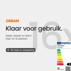 Osram Halogeen Insteeklamp G4 - 20w 300lm 2800k 12v - Warm Wit Licht - Dimbaar - 16 Stuks