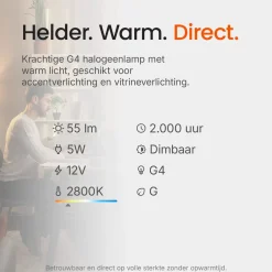 OSRAM Halogeen Insteeklamp Gy6.35 - 5w 55lm 2800k 12v - Warm Wit Licht - Dimbaar - 1 Stuk