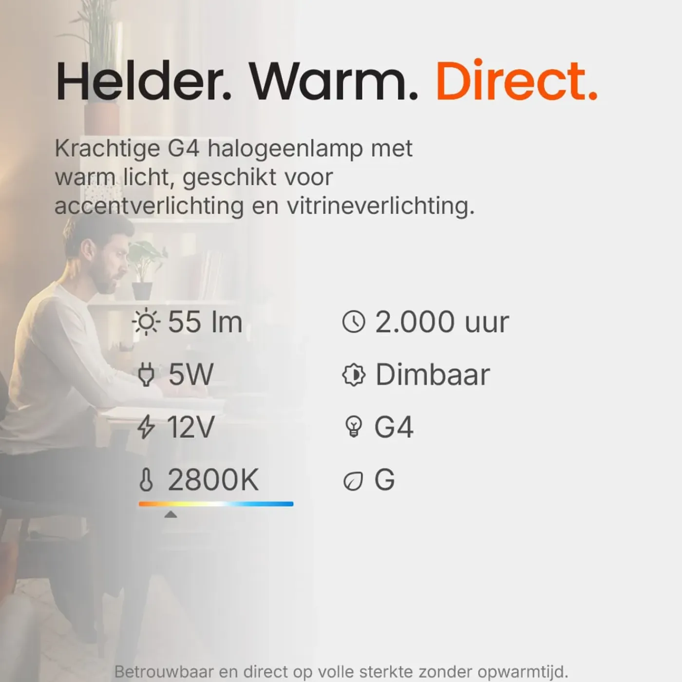 OSRAM Halogeen Insteeklamp Gy6.35 - 5w 55lm 2800k 12v - Warm Wit Licht - Dimbaar - 1 Stuk