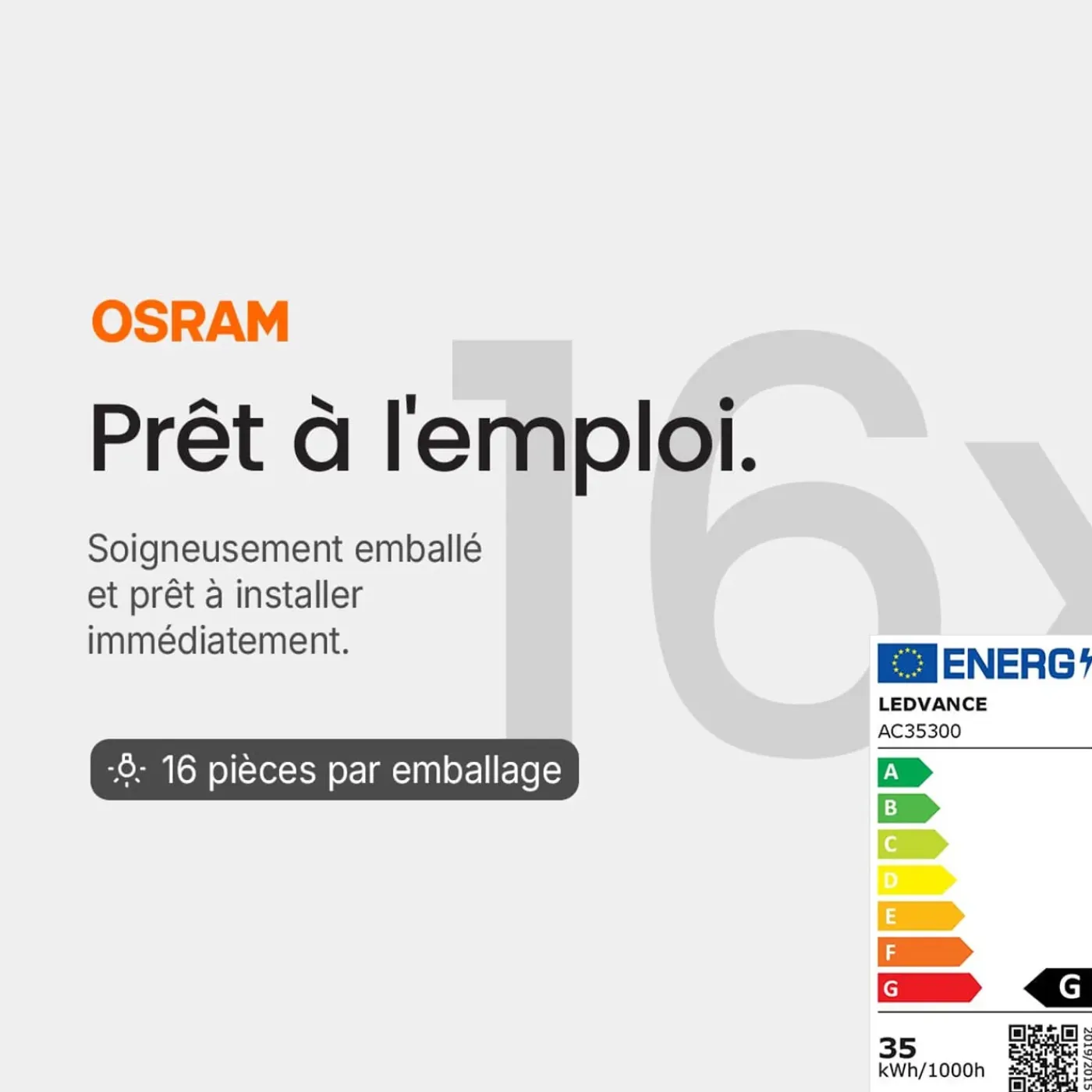 OSRAM Halogeen Insteeklamp Gy6.35 - 35w 580lm 2950k 12v - Warm Wit Licht - Dimbaar - 16 Stuks