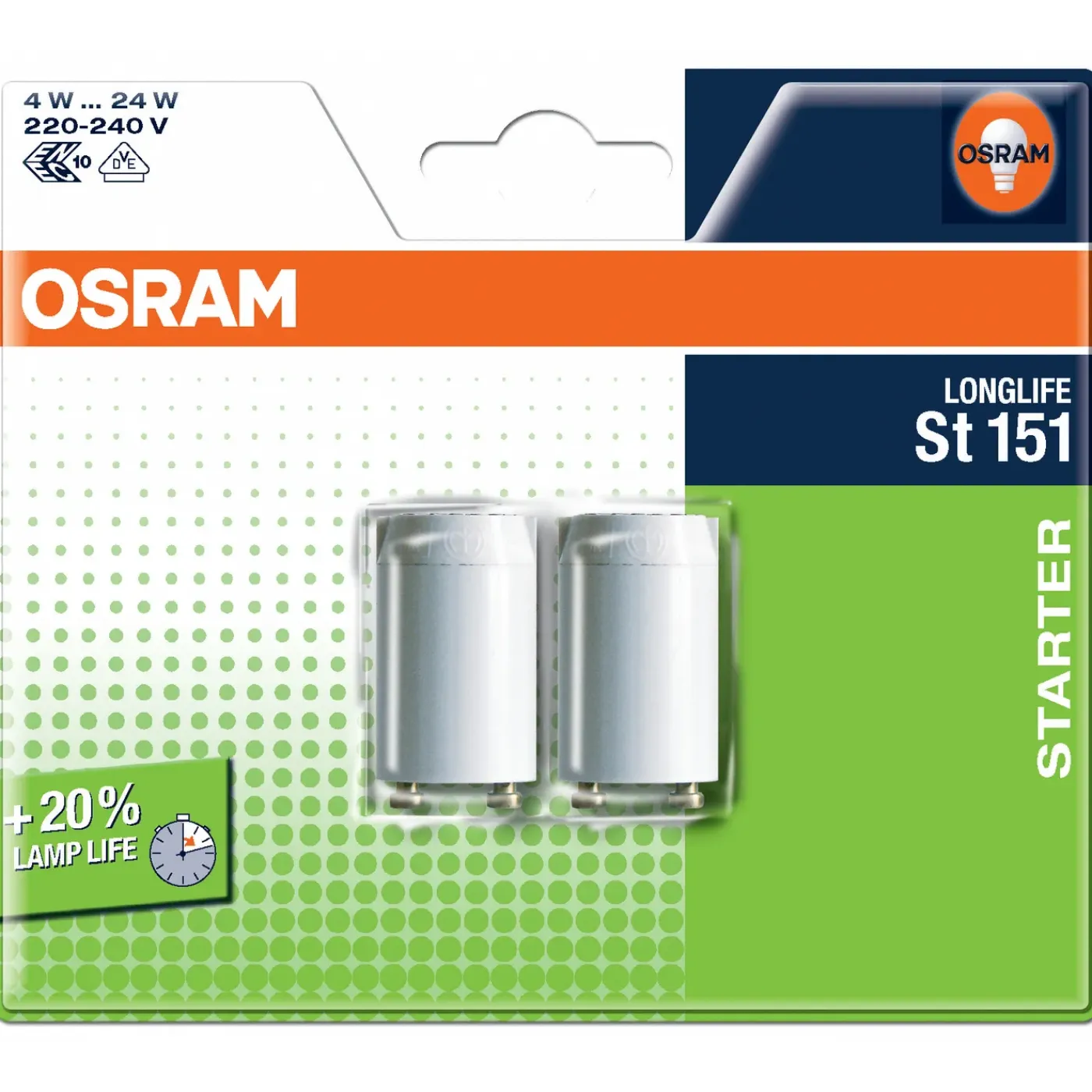 Osram Starter 151 Longlife serieschakeling voor 230V AC set van 2