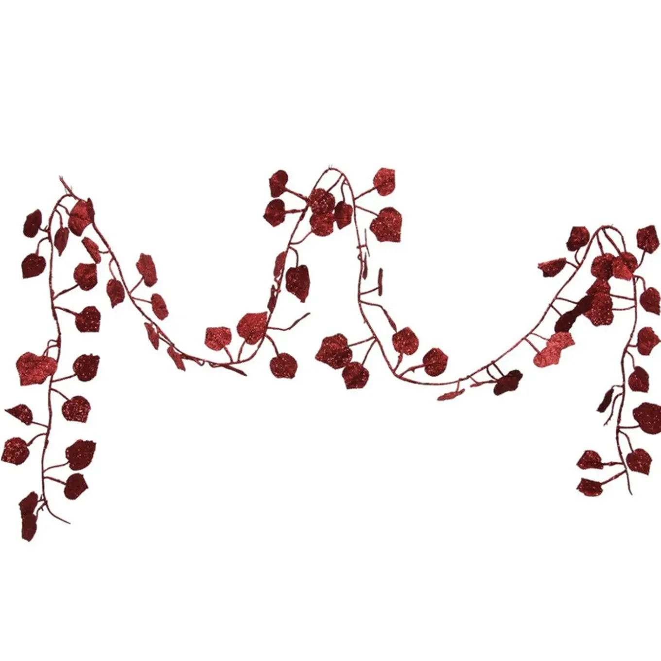 Othmar Decorations Kerstboom Slinger - Bladeren - Rood- 2 M