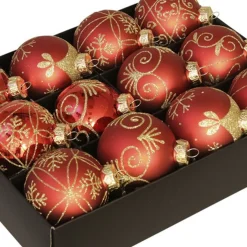 Othmar Decorations Luxe Kerstballen - 12x - Rood - 7,5 Cm - Glas