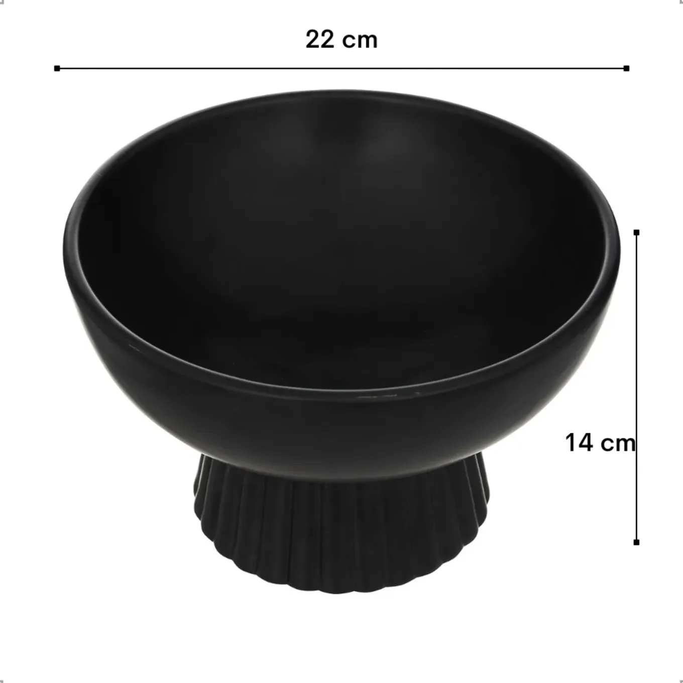 Otix Fruitschaal Fruitmand Decoratieschaal Ornament Bowl 22x14cm Zwart Keramiek Onyx