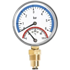 Ottone 80mm 2,5 BAR 120C thermo drukmeter G1/2 thermomanometer