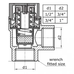 Ottone 3/4" x 1" drukverlagende klep vrouwtje 3 BAR