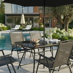 Oviala Bormes Tuinset Met 6 Stoelen En Parasol