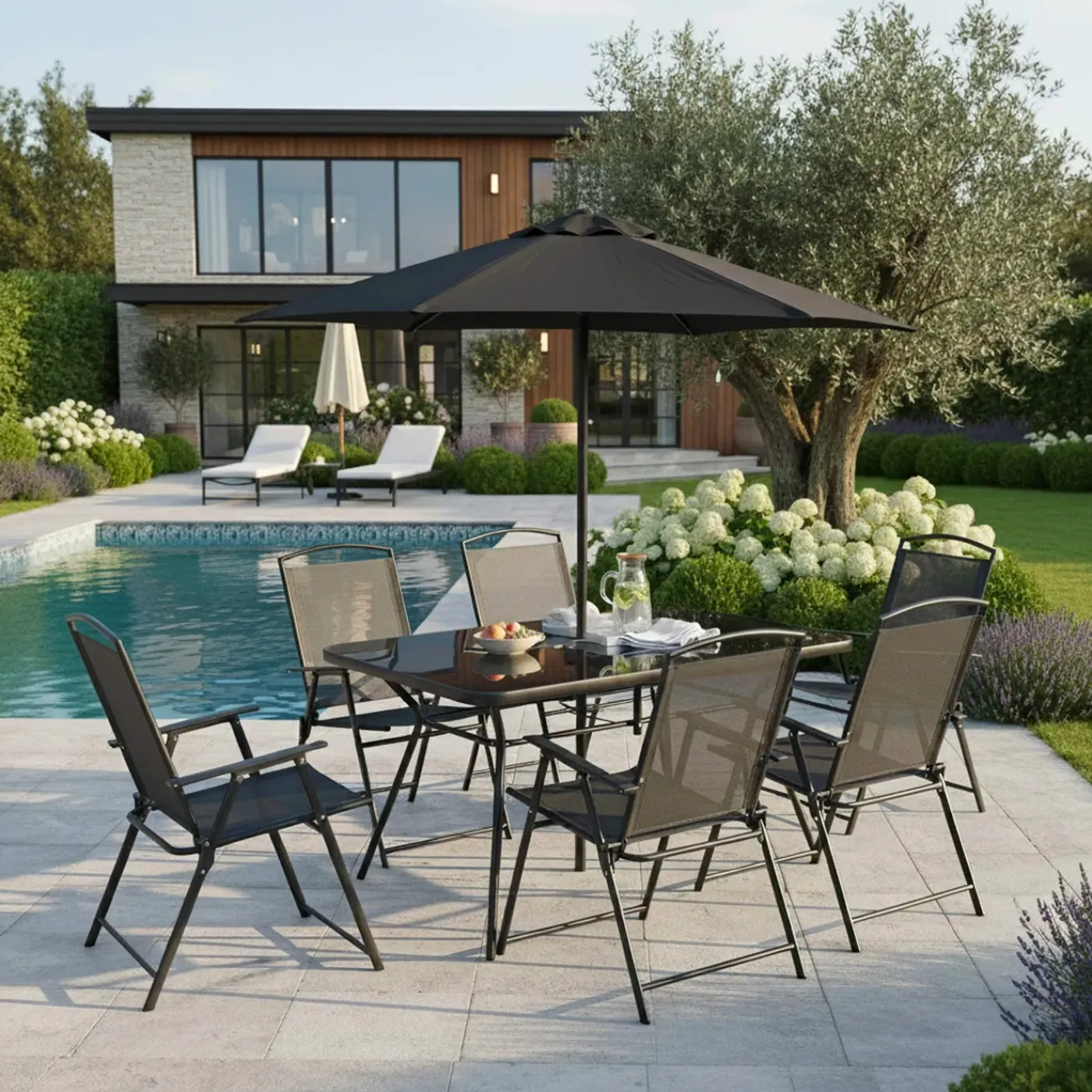 Oviala Bormes Tuinset Met 6 Stoelen En Parasol