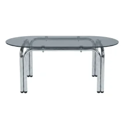 Oviala Lewis Ovale Eettafel Van Metaal En Gehard Glas Voor 6 Personen Zwart