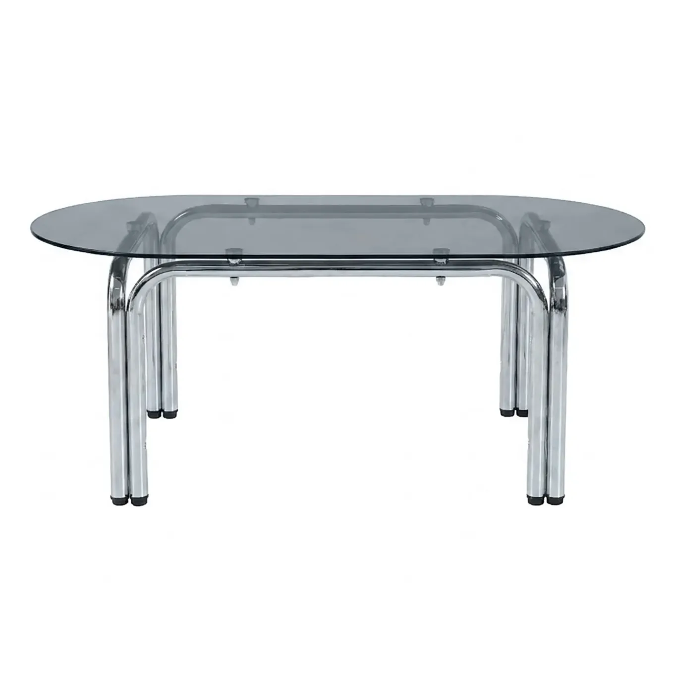 Oviala Lewis Ovale Eettafel Van Metaal En Gehard Glas Voor 6 Personen Zwart