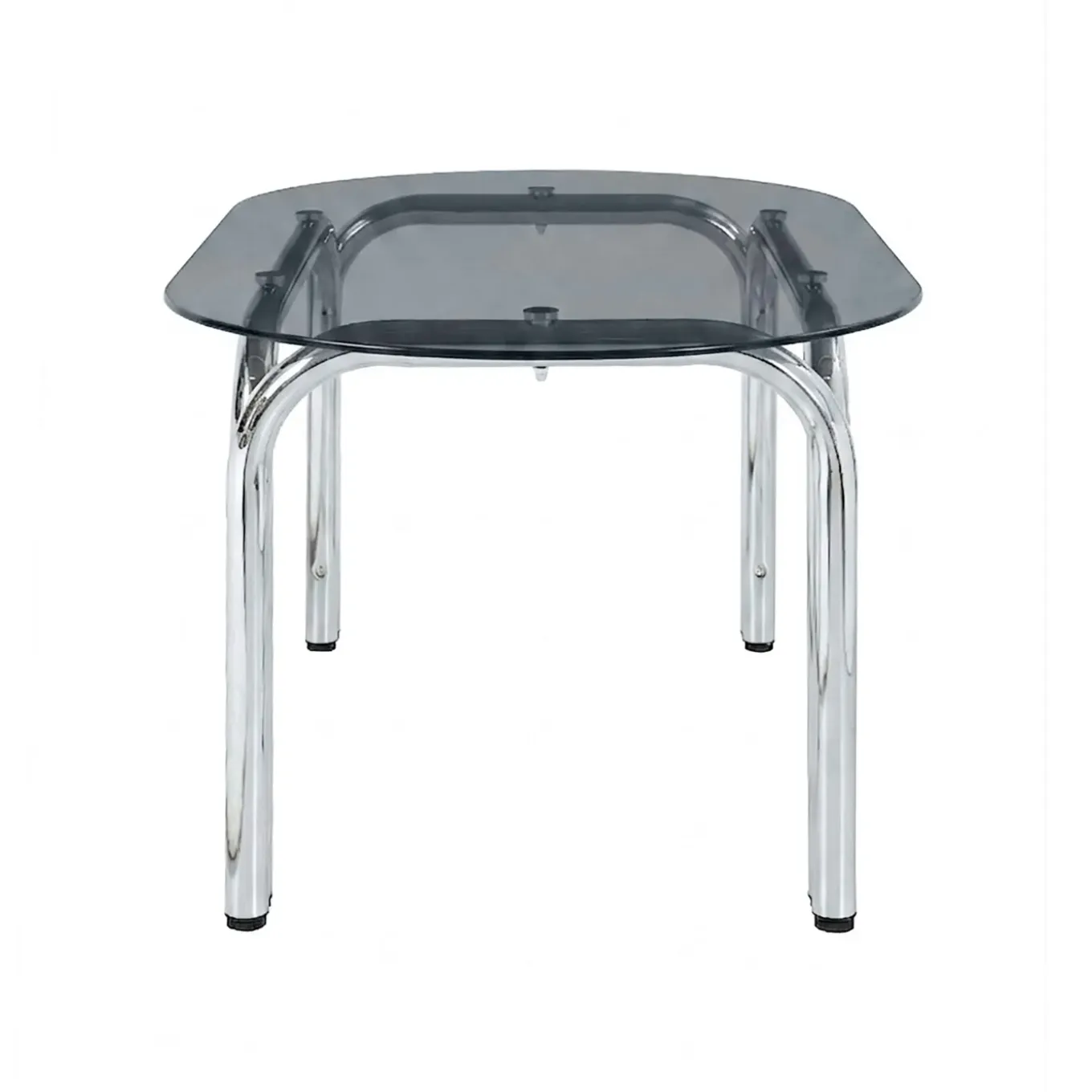 Oviala Lewis Ovale Eettafel Van Metaal En Gehard Glas Voor 6 Personen Zwart