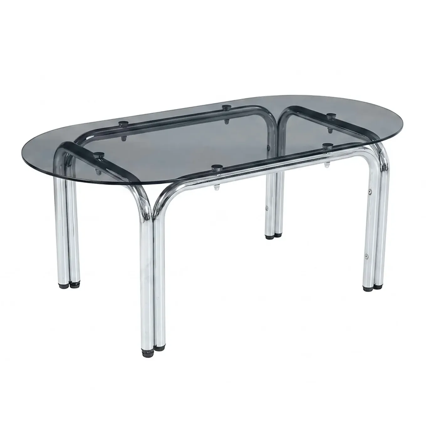 Oviala Lewis Ovale Eettafel Van Metaal En Gehard Glas Voor 6 Personen Zwart