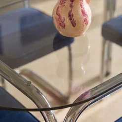 Oviala Lewis Ovale Eettafel Van Metaal En Gehard Glas Voor 6 Personen Zwart
