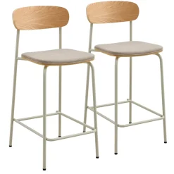 Oviala Lexy Set Van 2 Beige Houten Hoge Stoelen