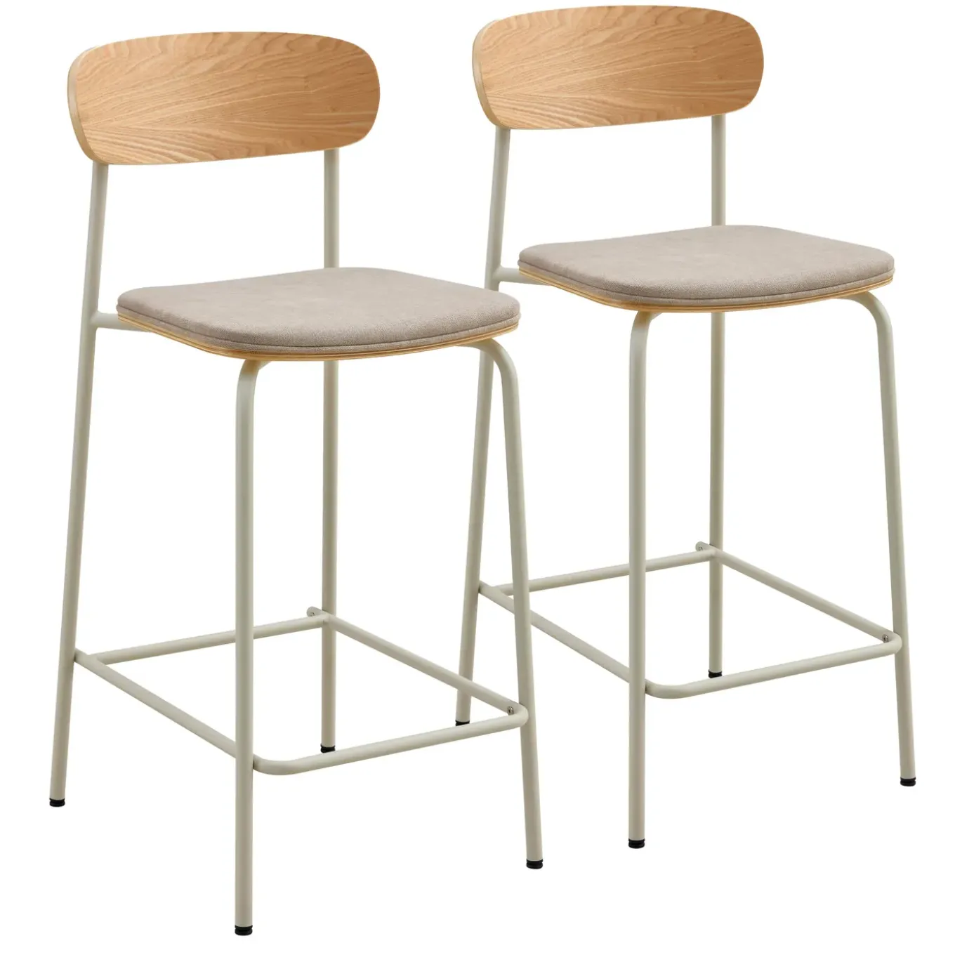 Oviala Lexy Set Van 2 Beige Houten Hoge Stoelen