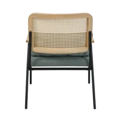 Oviala Relaxfauteuil In Staal Synthetisch Rotan En Stof Miley Groente