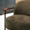 Oviala Relaxfauteuil In Staal Hout En Stof Lenny Donkergroen