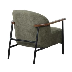 Oviala Relaxfauteuil In Staal Hout En Stof Lenny Donkergroen