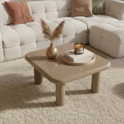 Oviala Vierkante Salontafel 75 Cm In Gelakt Mdf Luma Taupe Luma Taupe