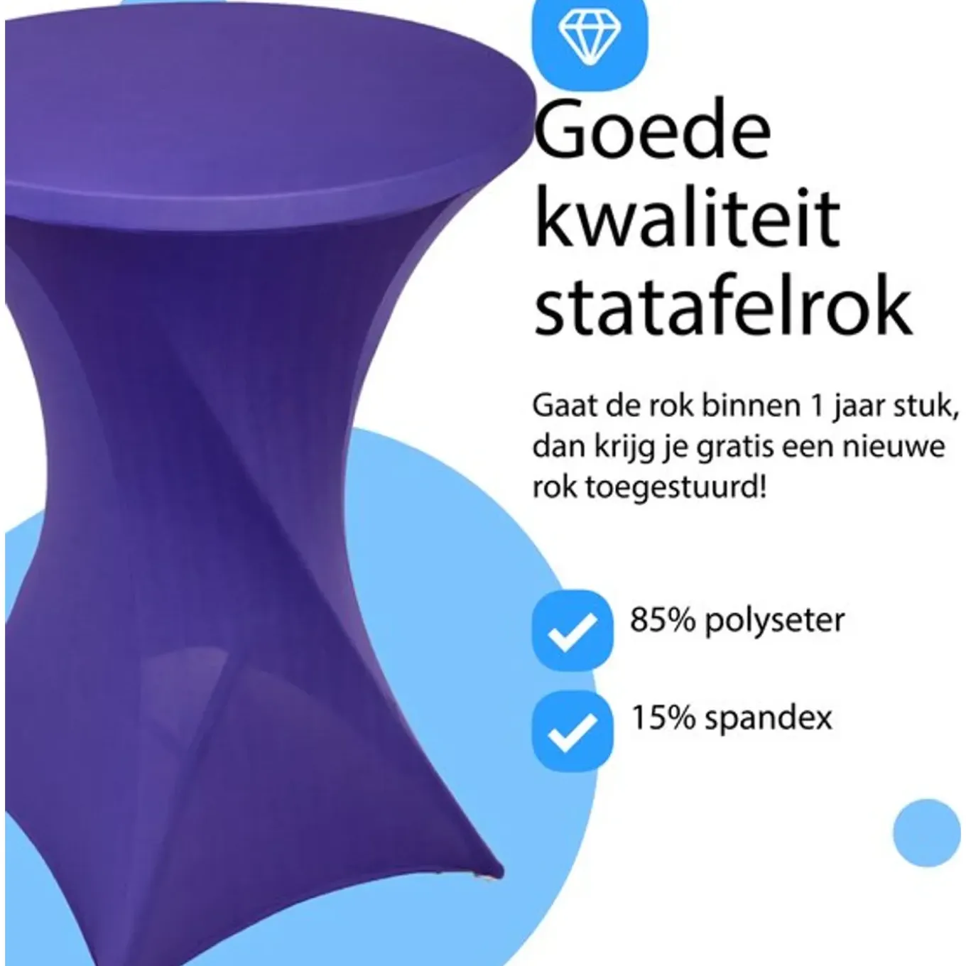 2-pack Statafelrokken - Stretch - ∅80-85x110 Cm - Paars