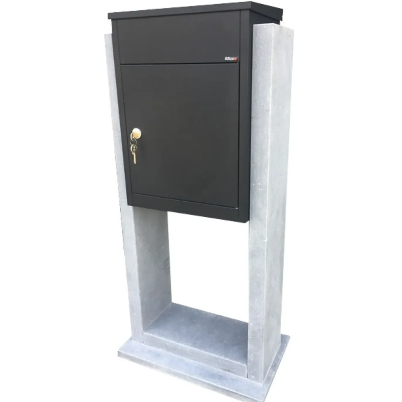 VASP Pakketbrievenbus Barcelona Parcel - Natuursteen en Staal - Zwart - 52x113x32cm