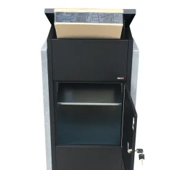 Pakketbrievenbus Toirno Big - Natuursteen en Staal - Zwart - 44x108x23cm