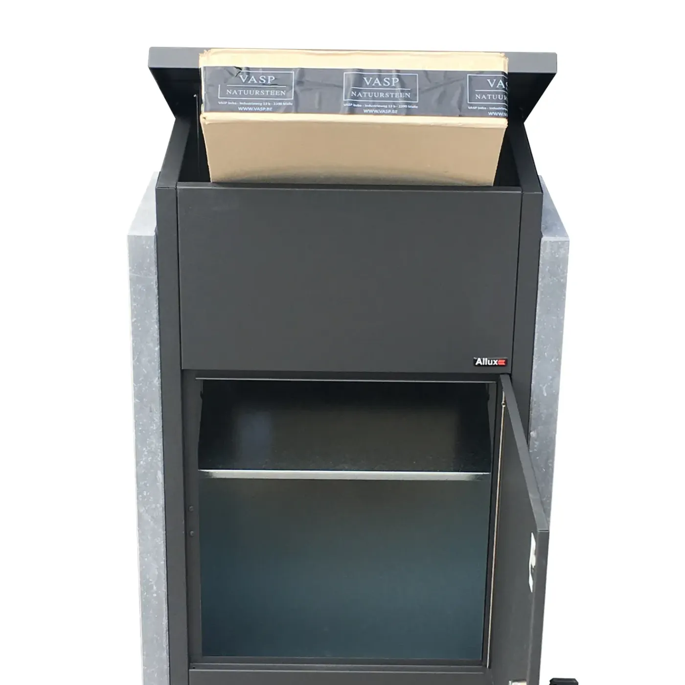 VASP Pakketbrievenbus Torino Big - Natuursteen en Staal - Antraciet - 44x108x23cm