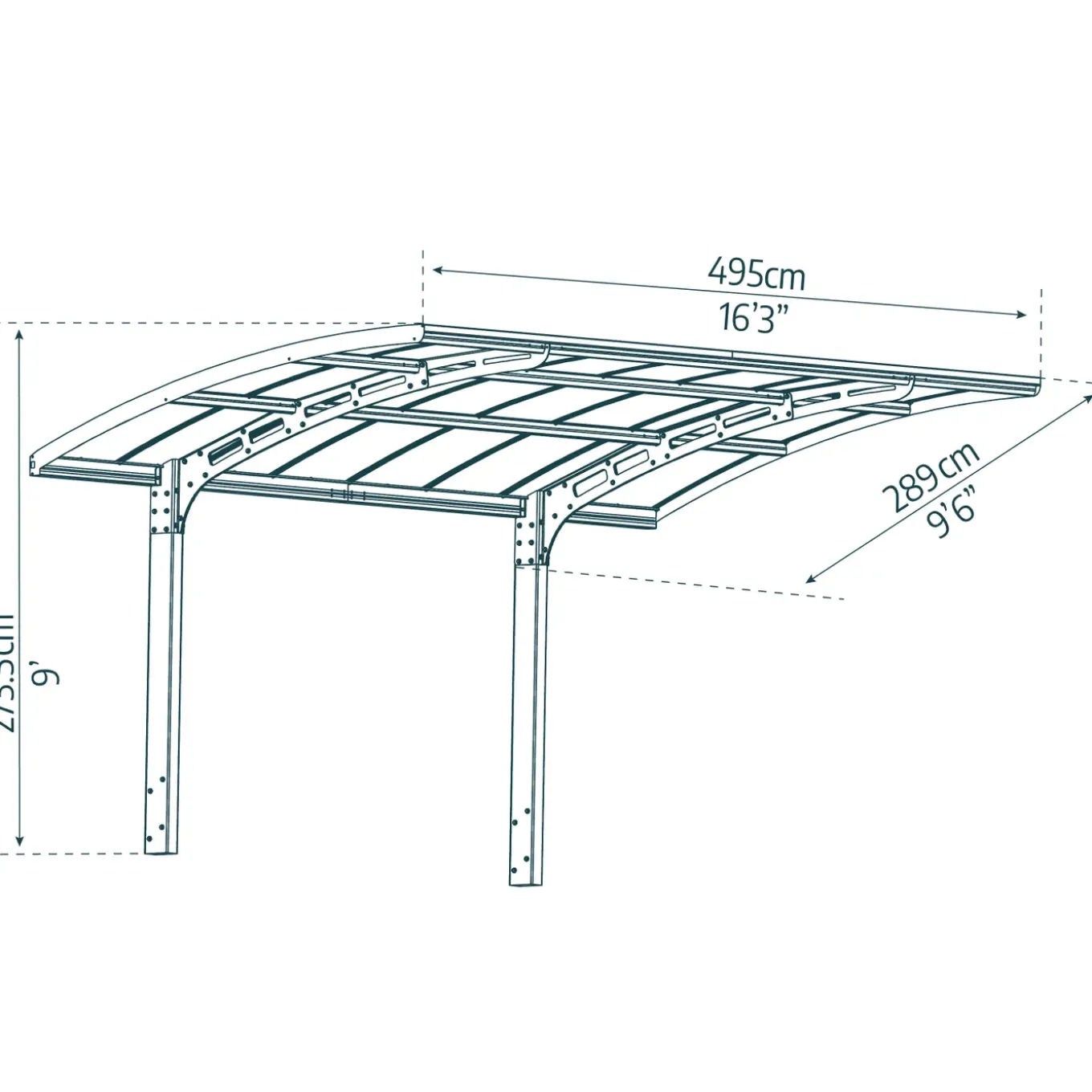 Palram | Canopia - Carport Arizona Breeze - Donkergrijs - 495x290cm