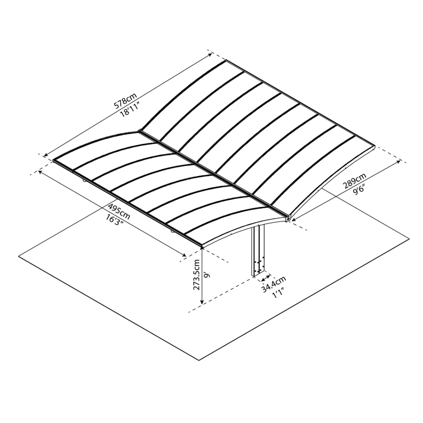 Canopia Palram | Carport Arizona Breeze 5000 - Dubbel - Antraciet - 578x495x273,5cm
