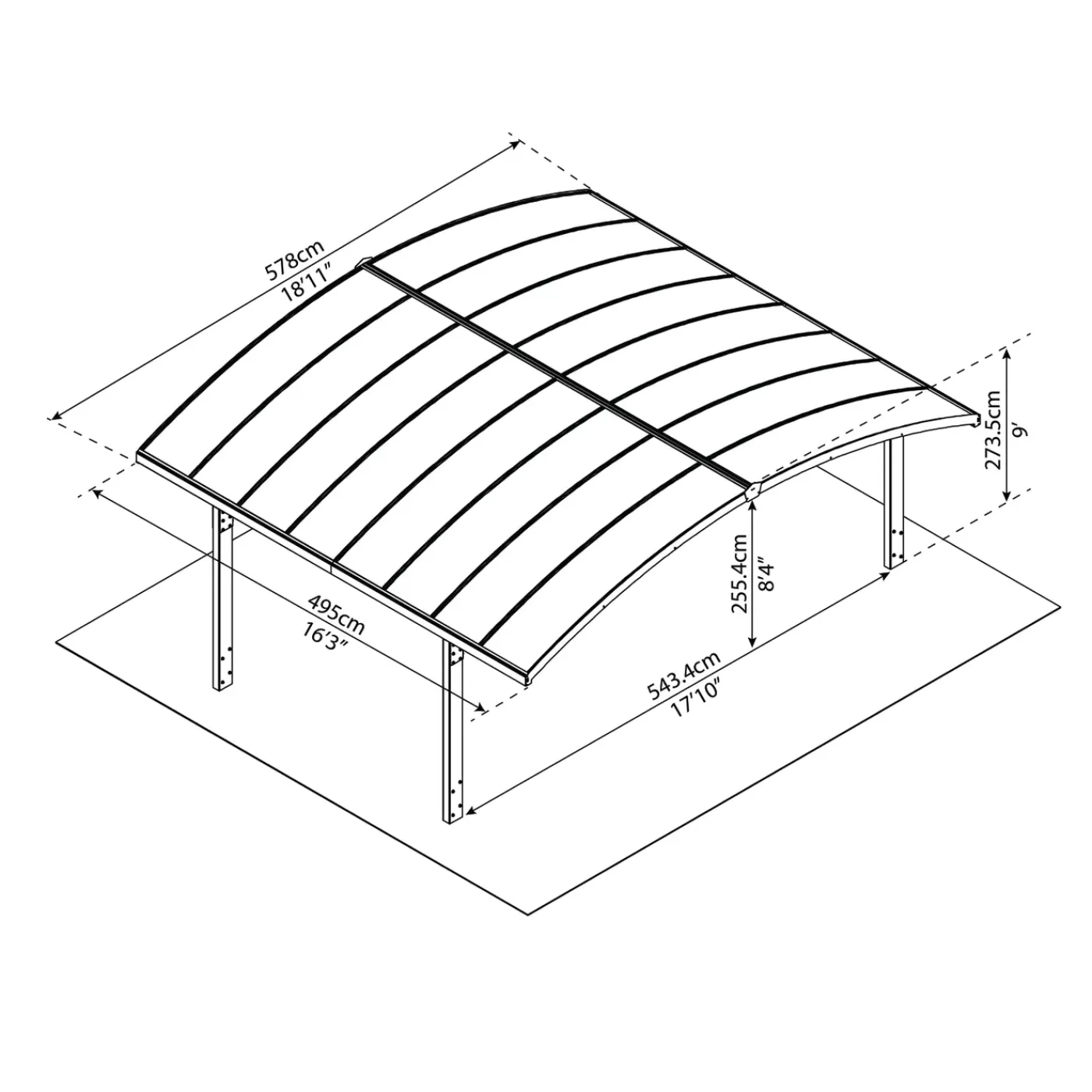 Canopia Palram | Carport Arizona Breeze 5000 - Dubbel - Antraciet - 578x495x273,5cm