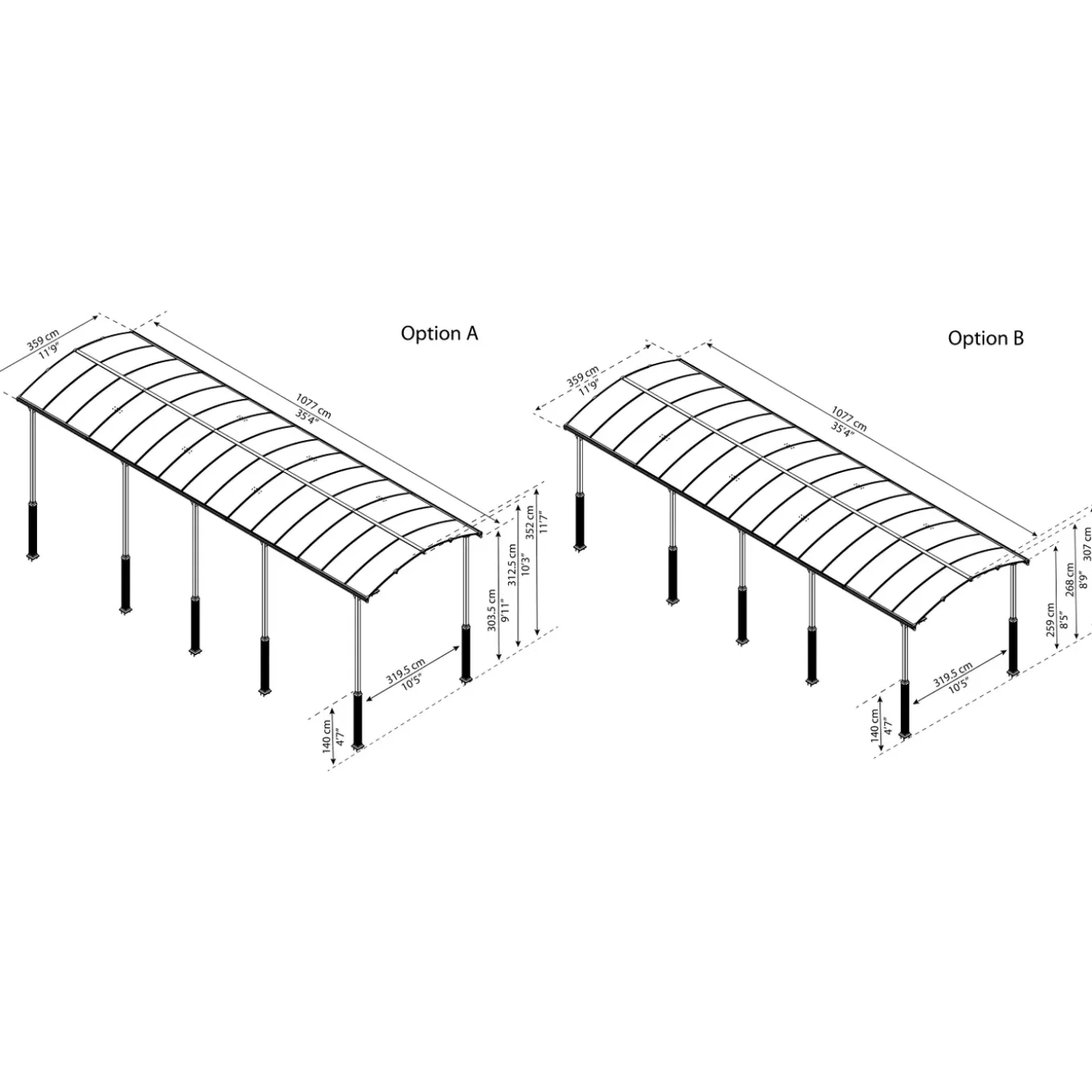 Palram | Canopia - Carport Camper Alpine - Grijs - 1077x359x307cm