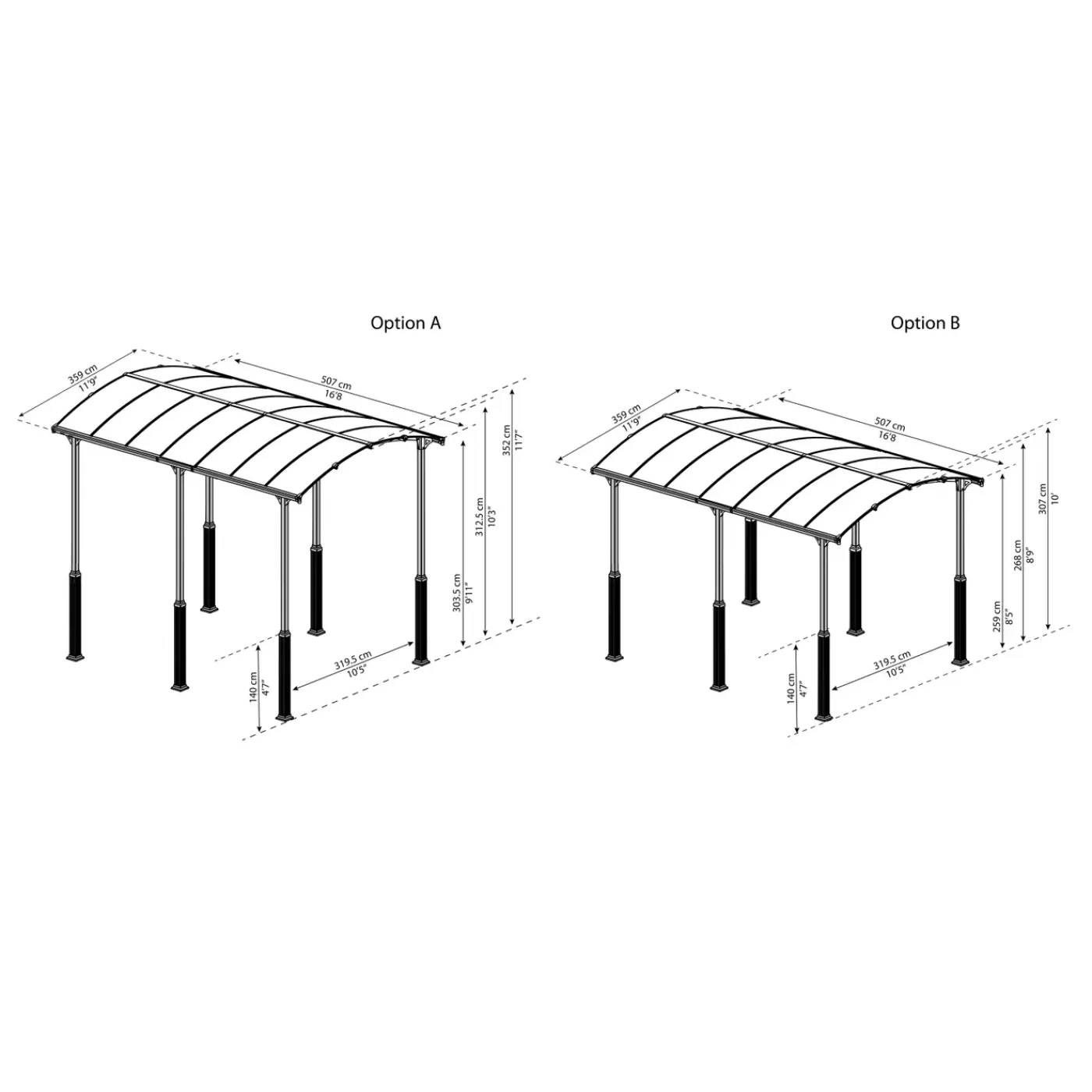 Canopia Palram | - Carport Camper Alpine - Grijs - 507x360x307cm