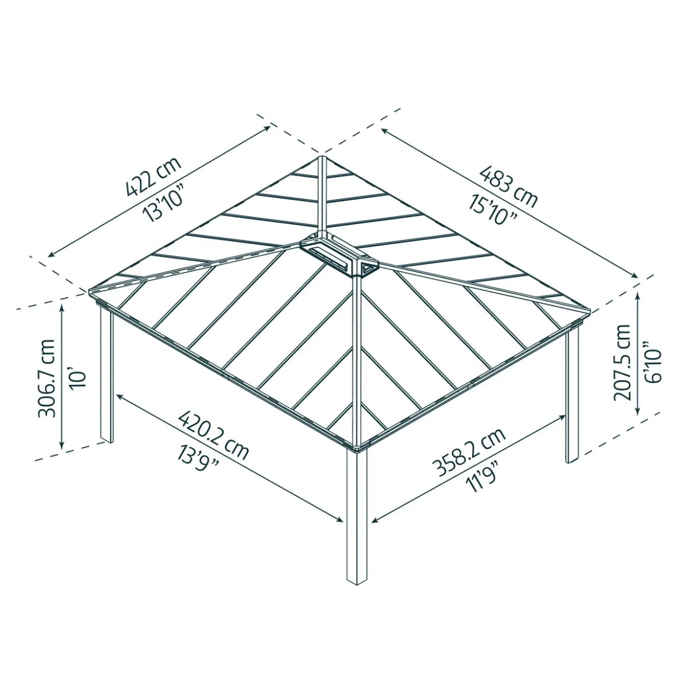 Palram | Canopia - carport Colorado Dubbel - grijs - 420x358x207,5cm