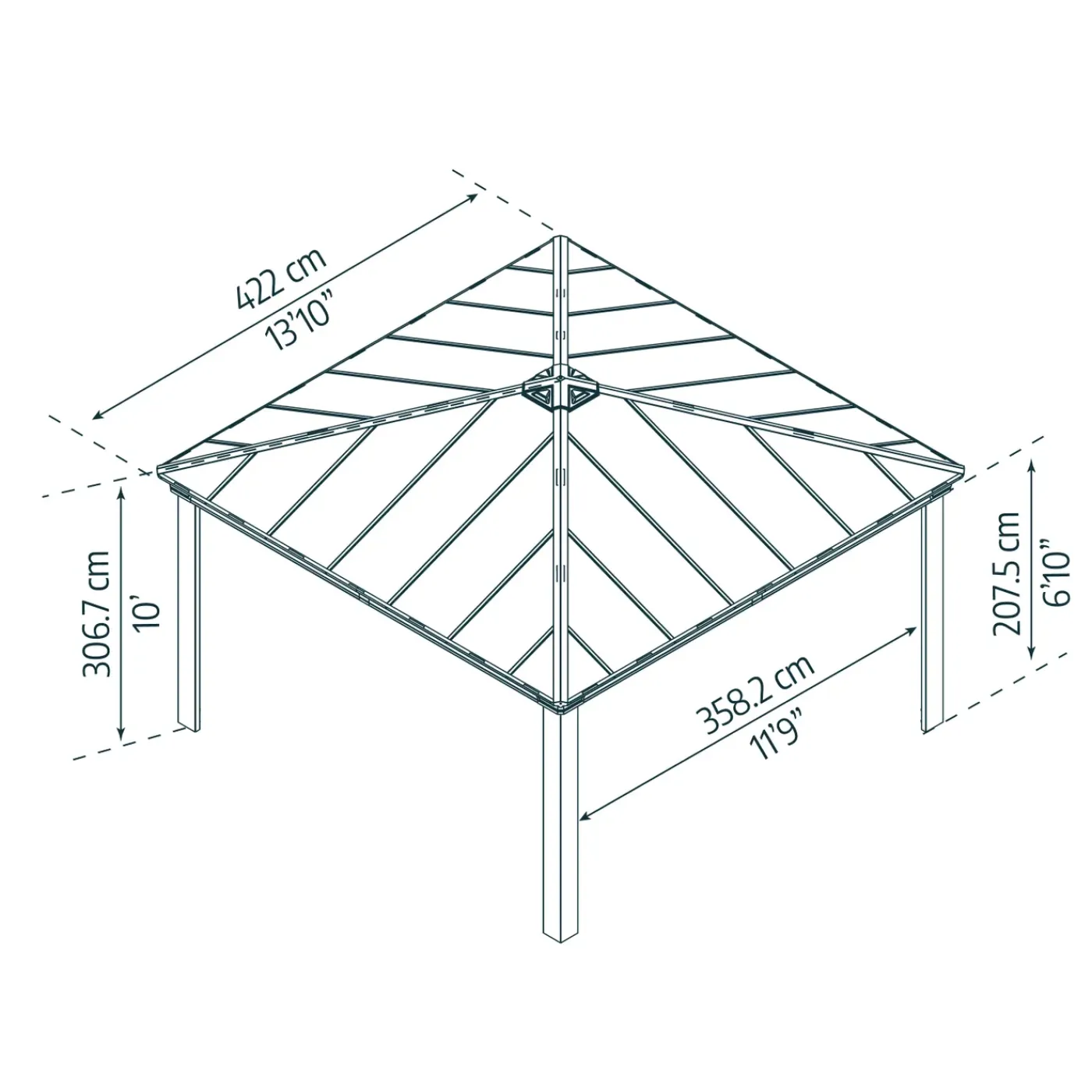 Canopia Palram | - carport Colorado Dubbel - grijs - 358x358x207,5cm